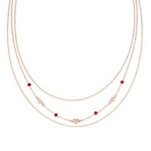 Collana Multifilo Rosè Cristalli e Cuore CLMFCURR