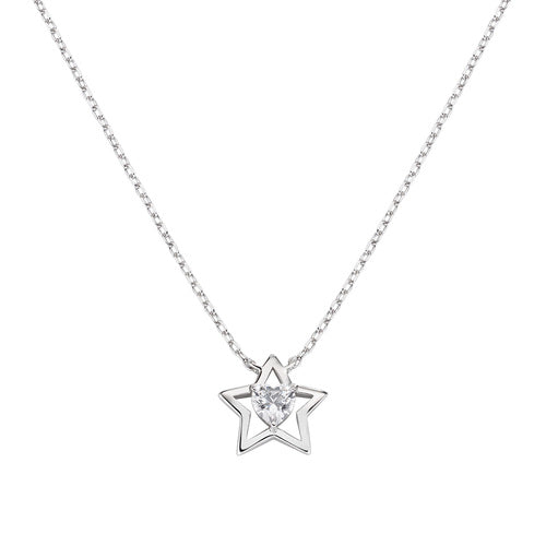 Collar Estrella con Corazón en Circón Blanco CLSTHBBZ