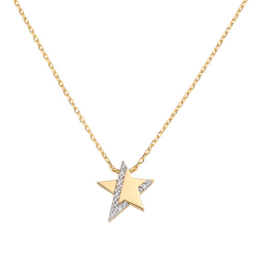 Collar Estrella Plana Dorada con Circonitas CLSTLGBZ 