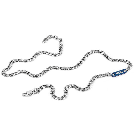 Collana Uomo 4US in Acciaio con Targa Blu 4UCL4395