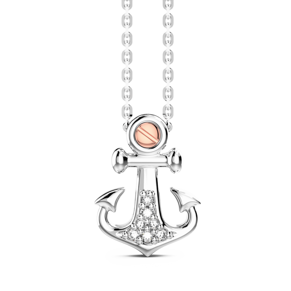 Collar Ancla Plata con Circonitas EXC502R