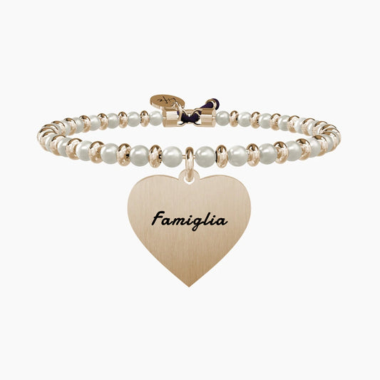 Pulsera Corazón Familiar Perlas y Corazón Rosa 731422