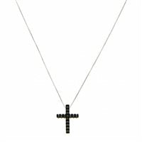 Collana Uomo Croce con Diamanti Neri CRN014