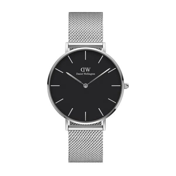 Reloj de mujer Petite Sterling en acero y negro 36 mm DW00100304