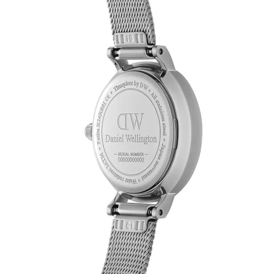 Reloj de mujer pequeño de 24 mm de plata prensada DW00100442 