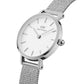 Reloj de mujer pequeño de 24 mm de plata prensada DW00100442 