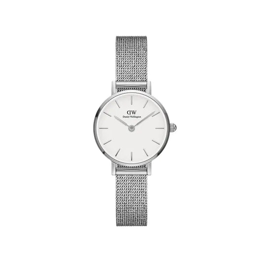 Reloj de mujer pequeño de 24 mm de plata prensada DW00100442 