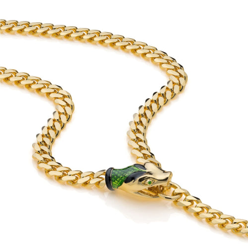 Collier dorado con serpiente verde 008EXH0014000