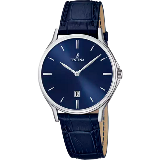 Reloj Clásico para Hombre Azul y Piel F16745/3