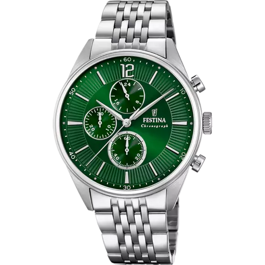 Reloj cronógrafo atemporal verde F20285/8 para hombre