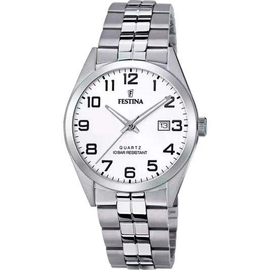 Reloj Classic Hombre Acero y Blanco F20437/1