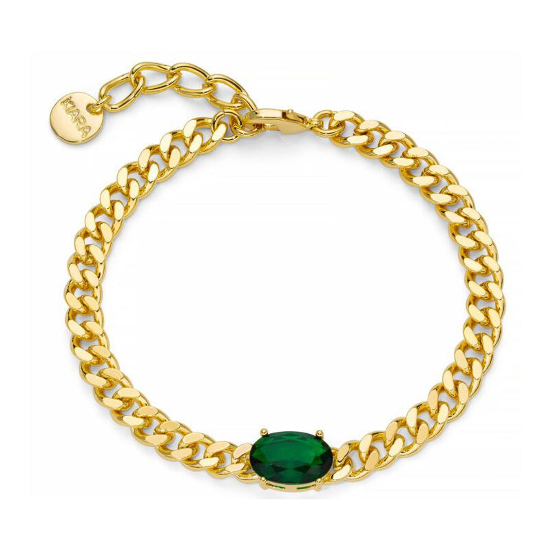 Bracciale Basik Catena Dorata con Pietra Verde KBRD1802G