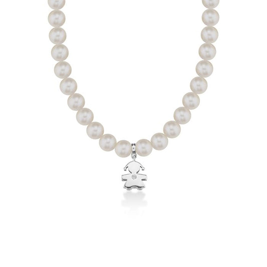 Collar de perlas Le Perle Bimba de 5 mm con diamante LBB801