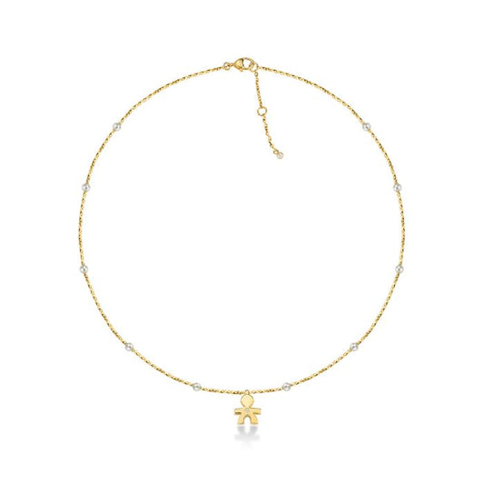 Collar Le Perle Bimbo de perlas doradas de 3,5 mm con diamante LBB830