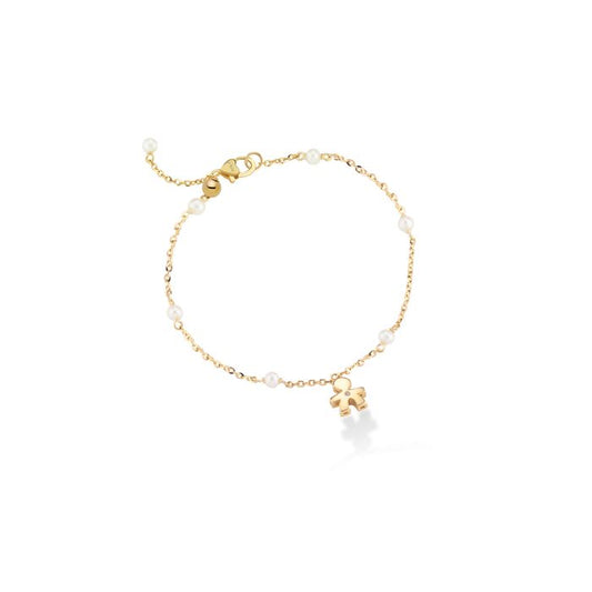Pulsera Le Perle Bimbo de Oro Amarillo con Perlas y Diamante LBB832