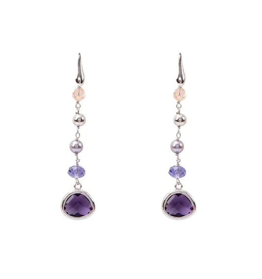 Pendientes Chapados en Rodio con Cristales Briolette XOR110