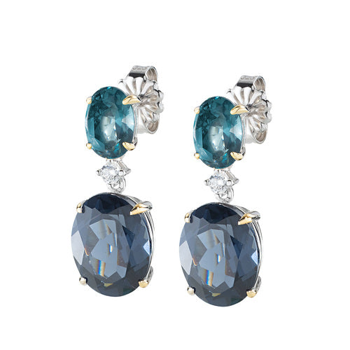 Orecchini Cocktail Zirconi Grigio e Blu ECK2OVBGRLBZ