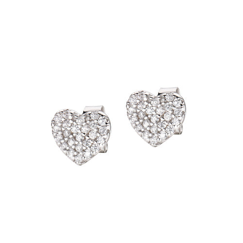 Orecchini Cuore in Argento con Zirconi EHBBZ