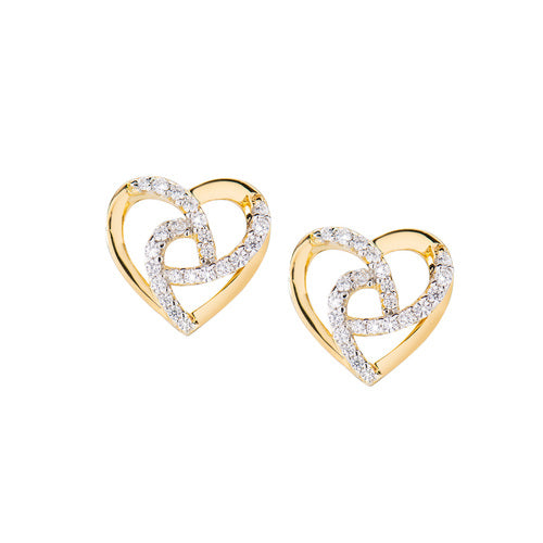 Pendientes Corazón Dorado con Circonitas EHHGBZ
