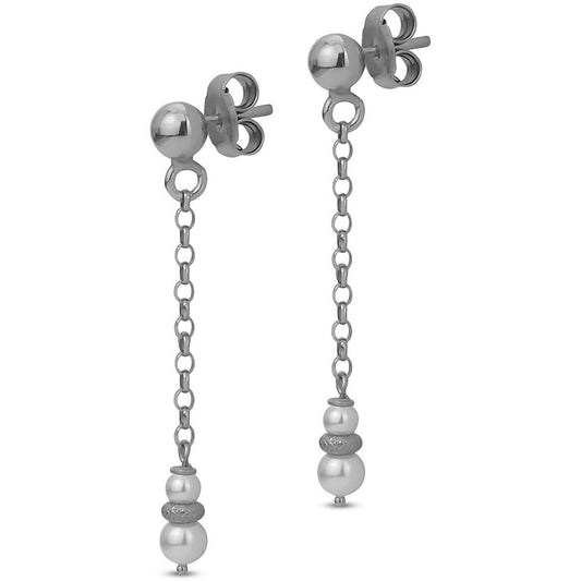 Pendientes colgantes con perlas y elemento de diamantes OR780