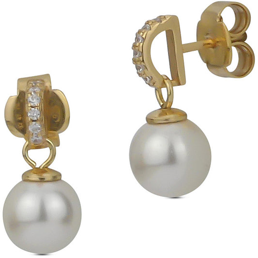 Pendientes con Colgante Perla y Circonitas OR636D