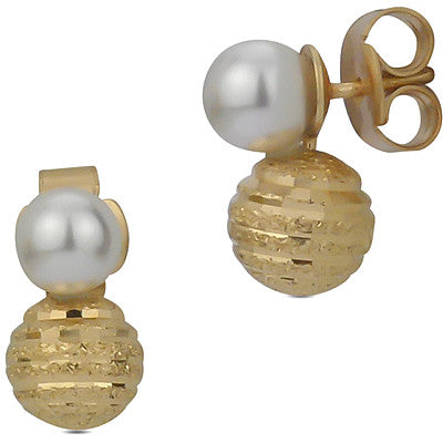 Pendientes con Perla y Boule Satén Dorado OR638D