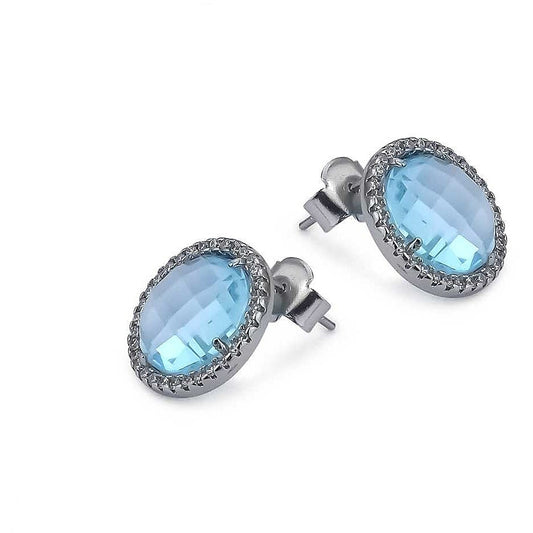 Pendientes de lóbulo de cristal aguamarina Sharada XOR638 