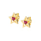 Pendientes Dorados con Estrella y Corazón en Zirconio Rojo ESTHGRZ