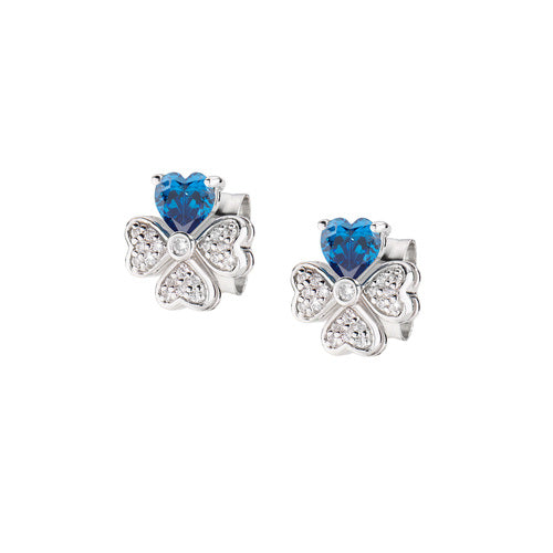 Pendientes Quadriheart con Circonitas Blancas y Azules EQUSBBL