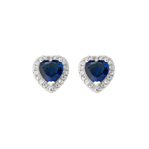 Pendientes Rodio Corazón del Océano Azul ORTICBBL 