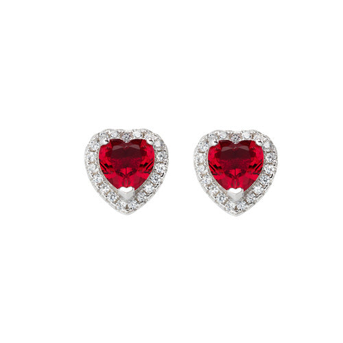 Pendientes Rodio Corazón del Océano Rubí ORTICBR