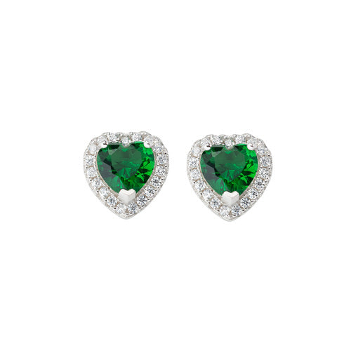 Pendientes Rodio Corazón del Océano Verde ORTICBVE