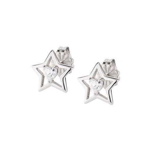 Pendientes Estrella y Corazón en Circón Blanco ESTHBBZ