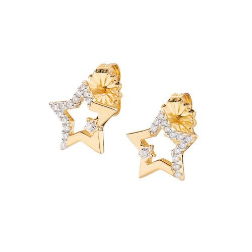 Pendientes Estrella Dorada con Circonitas ESTSTGBZ