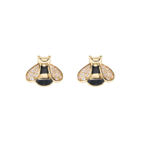 Pendientes Abeja Dorada y Negra con Circonitas Blancas EBEGNBZ 
