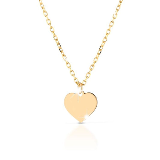 Collar Fortuna con Corazón en Oro Amarillo y Esmalte Rosa PMG029