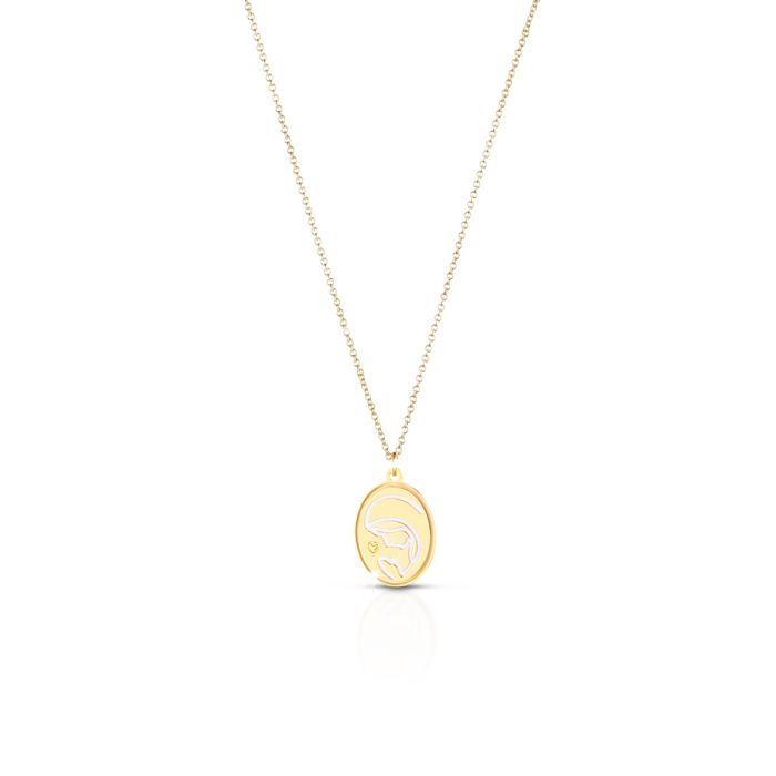 Collana Oro Giallo Proteggimi Madonnina e Cuore  PMG083