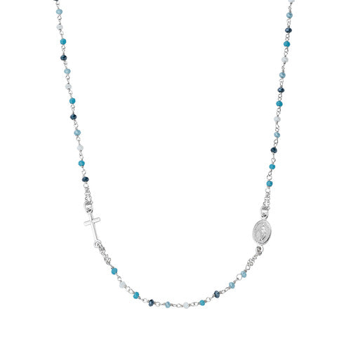 Gargantilla Rosario con Cristales Multicolor Celeste CRO25BMUB3