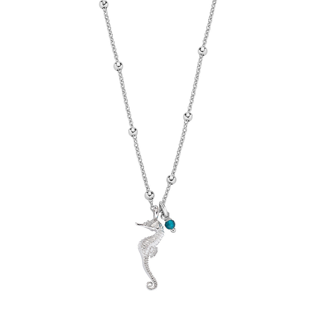 Collar Caballito de Mar y Cristal Azul CLANCABP3