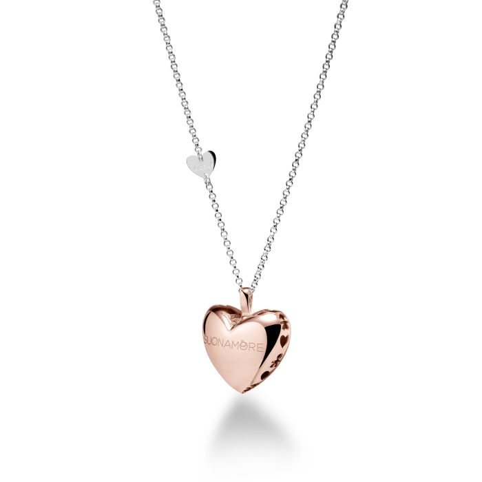 Collar de llamada de los ángeles con colgante de corazón rosa Suonamore SNM014