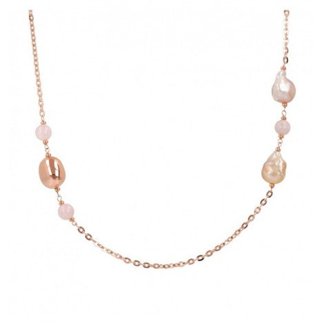 Collana Chanel con Perle Ming e Quarzo Rosa WSBZ02056.RPRL