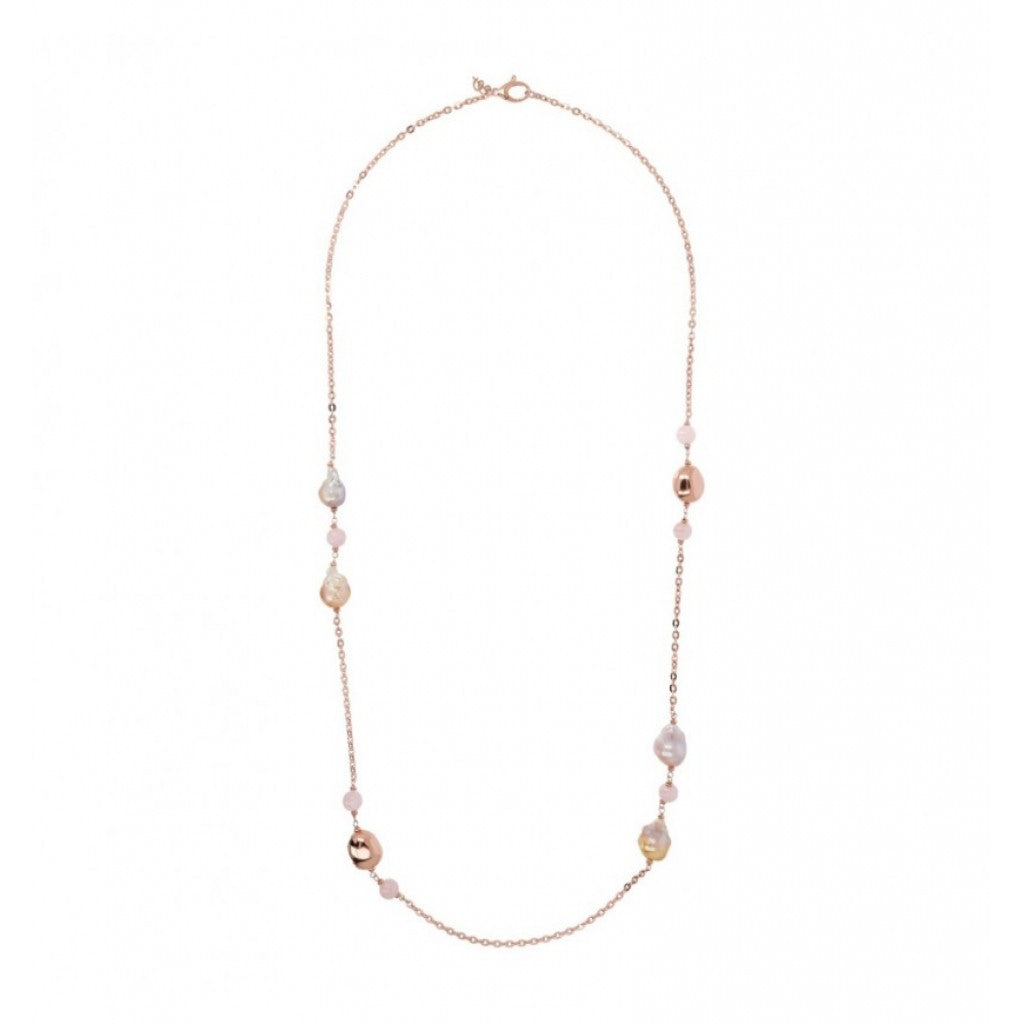 Collana Chanel con Perle Ming e Quarzo Rosa WSBZ02056.RPRL