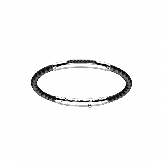 Brazalete Hombre Rígido Negro y Acero EXB919-NE